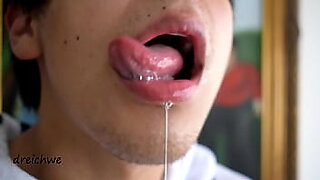 tongue saliva sucking