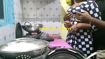 mom fuck in kitchen behind husband